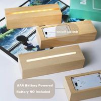 Base en bois alimentée par piles AAA lumière LED présentoir pour personnalisé acrylique veilleuse résine verre Art bricolage