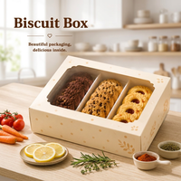 Boîtes à biscuits personnalisables en carton ivoire jetable avec fenêtre pour emballage de pâtisserie