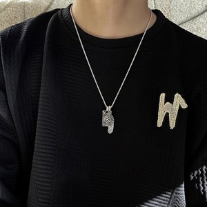 OEM批发复古鹰羽毛花卉图案锁骨链独特小众设计男士项链复古时尚吊坠 - Product Image 4