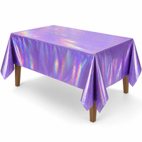 Nappe rectangulaire jetable en PEVA holographique violette, imperméable, pour banquets, dîners et événements