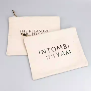 Biểu Tượng Tùy Chỉnh In Ấn Vải Dây Kéo Mỹ Phẩm Công Cụ Nước Hoa Đóng Gói <span class=keywords><strong>Pouch</strong></span> Có Thể Tái Chế Tự Nhiên Bông Vải Make up Túi Cho Phụ Nữ - Product Image 3