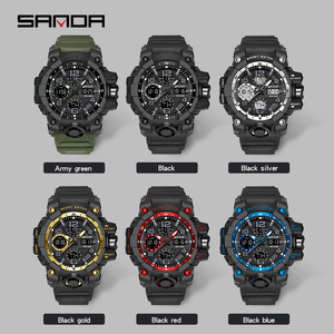 Montre électronique à quartz sportive de style créatif Sanda Manufacturer, montre numérique personnalisée à la mode noire/dorée pour hommes - Product Image 5