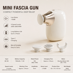 Mini pistolet de massage pour tissus profonds, masseur musculaire à 4 vitesses, masseur à percussion silencieux et portatif pour le cou, le dos et les douleurs corporelles - Product Image 6