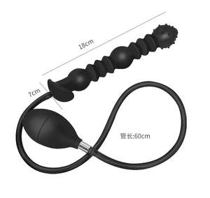 Enorme spina anale nera flessibile espandibile gonfiabile impermeabile 160g di testa innovativo prodotto del sesso - Product Image 5