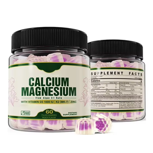 Gomitas de Zinc, Calcio, Magnesio, D3 y K2, 60 Unidades, Suplemento Dietético <span class=keywords><strong>para</strong></span> Adultos, Venta al Por Mayor, Fabricante OEM, Marca Privada - Product Image 1