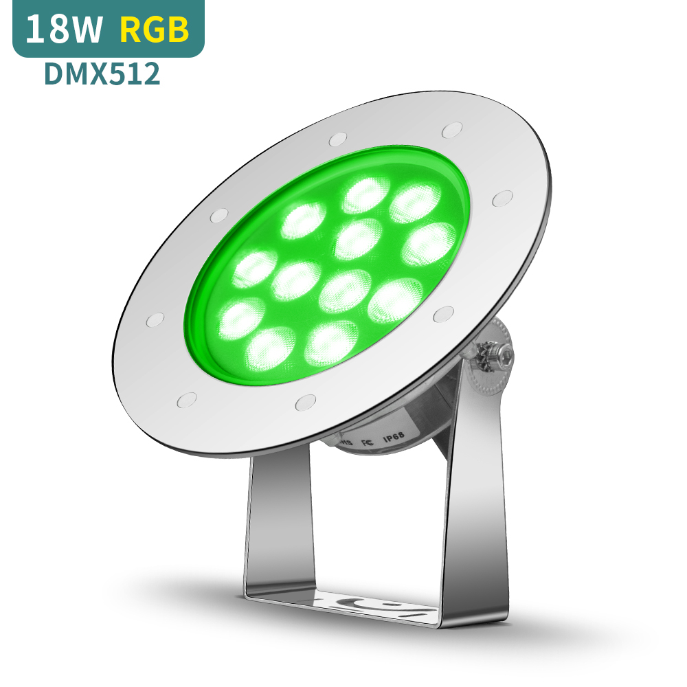 Подводные светильники, 24 В постоянного тока, 18 Вт, нержавеющая сталь 316L RGB DMX512, светодиодные подводные светильники для бассейна