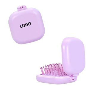 Peine Circular de Viaje de Color Sólido con Logotipo Personalizado, Mini Peine Plegable con Espejo, Cepillo para el Cabello - Product Image 1