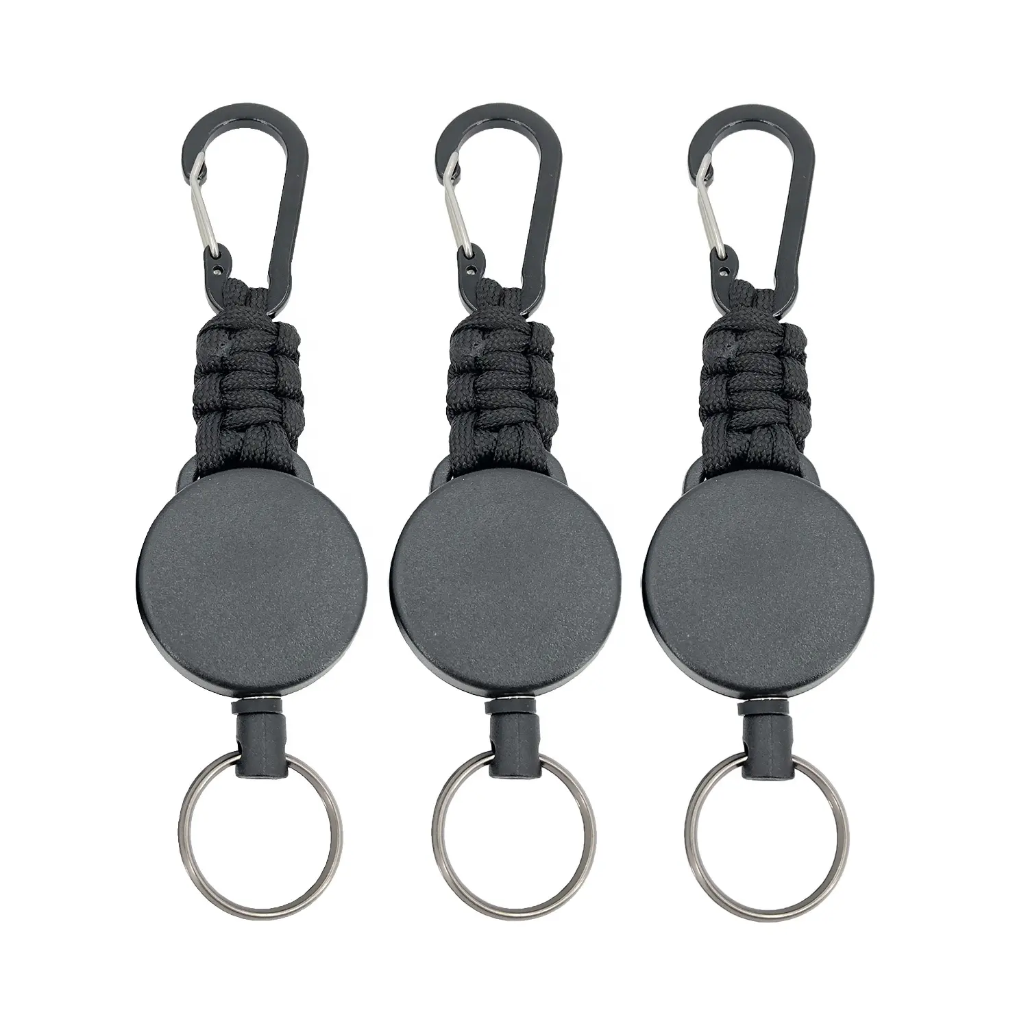 Retractable Keychain Heavy Duty Paracord Retractable Badge Holder Reel Durable Retractable Keychain Key Holder-Rings/Carabiner