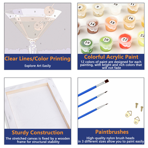 Adults Paint <strong>by</strong> <strong>Numbers</strong> with Frame 6 Pcs Custom Cocktail Designs DIY <strong>Painting</strong> <strong>by</strong> <strong>Numbers</strong> <strong>Canvas</strong> Set for Dining Room Decor - Product Image 4