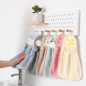 Cartoon Duck Ultra Soft Kids Cute Animal Microfiber Kitchen Hanging Towel Wash Cloth Hand Towel