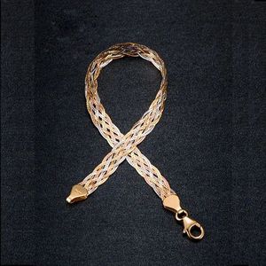 Xinfly 2.8mm 4mm 6mm Non Tarnish Minimalist Simple 18k Real Gold Three Colors Woven Twist Rope <b>Men</b> Chain Bracelet <b>Bangle</b> - Product Image 5