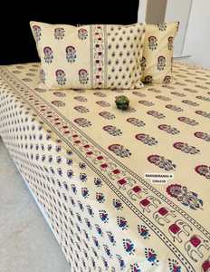 Indian Discharge Print Bedding Set 100% Organic Cotton 200TC Floral Elephant Pattern <b>King</b> <b>Size</b> for Home Hotel - Product Image 1