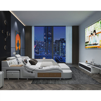 Lit de projection corticale avec purificateur d'air, fonction massage, en cuir, nouveaux designs modernes, mobilier de chambre, lit King/Queen Size