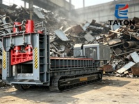 Cisaille hydraulique automotrice à portique, éprouvée par le temps, pour la découpe mobile de ferraille et la destruction de déchets métalliques