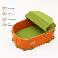 Lit pour animaux de compagnie en coton pliable et réglable avec fermeture à pression, design clôture repliable, maison-caverne pour chats et petits chiens, toutes saisons