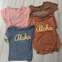 T-shirt pour femme à col rond, imprimé floral, ourlet incurvé, manches courtes, coupe ample et décontractée