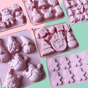 HY Christmas Theme Chocolate <b>Mold</b> Santa Claus Deer Christmas Tree <b>Mold</b> for Fondant Candy Gummy Soap Wax <b>Candle</b> Cake Decoration - Product Image 1