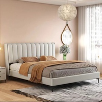 Cama moderna tapizada de cuero suave Venta al por mayor Cabecero tapizado Queen King Size Bed Frame
