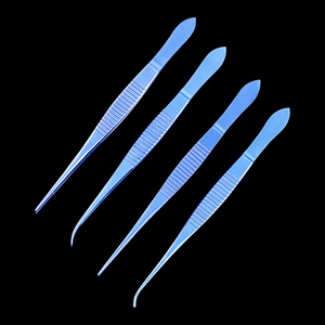 Pinzas Oftálmicas Médicas Manuales de Acero Inoxidable, Rectas y Curvas, con Punta de Labio, para Cirugía de Doble Párpado, con Nervaduras Finas - Product Image 2