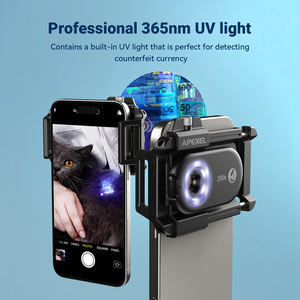 Apexel Microscope à bijoux pour plantes insectes Rechargeable amélioré Microscope universel à Led de poche mobile 200X pour Android <span class=keywords><strong>iPhone</strong></span> 17 - Product Image 5