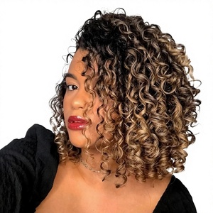 Cheveux à crocheter <span class=keywords><strong>Gogo</strong></span> Curl 10-18 pouces Blond miel Pré-bouclés Ondulation océanique Cheveux courts bouclés Bohème Box Braids - Product Image 2