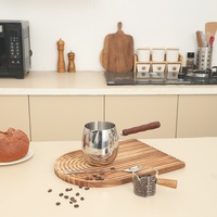 Cafetière turque en acier inoxydable avec poignée en bois, chauffe-café pour cuisinière, pour lait, beurre, chocolat, sauces grecques et arabes, Cezve Ibrik