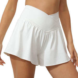 <span class=keywords><strong>Pantaloncini</strong></span> sportivi estivi da donna <span class=keywords><strong>culotte</strong></span> ad asciugatura rapida a vita incrociata Anti-Walking Culottes per correre Leggings solidi per Fitness Yoga - Product Image 5