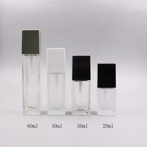 Sang Trọng Rỗng 30Ml 40Ml 60Ml Vuông Rõ Ràng <span class=keywords><strong>Frosted</strong></span> Mỹ Phẩm Kem Dưỡng Da Thủy Tinh Nền Tảng Chất Lỏng Chai Với Bơm - Product Image 6
