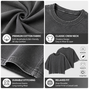 T-shirt court oversize pour femme, coupe ample, épaules tombantes, manches courtes, style streetwear décontracté, tee-shirt uni en mélange de coton - Product Image 3