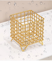 Cesto Organizador de Metal Dourado de Luxo com Pés para Banheiro e Cômoda