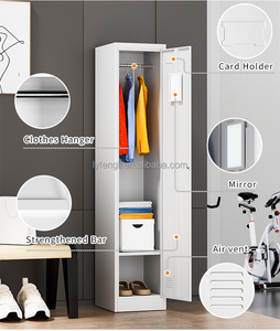 Customized <b>Single</b> Door Steel <b>Wardrobe</b> Locker for Bedroom Gym School Hospital Use <b>with</b> <b>Mirror</b> Key Lock - Product Image 5