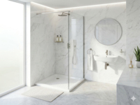 Receveur de douche moderne à surface solide en pierre artificielle haut de gamme de style européen pour base de douche de salle de bain pour salle de douche moderne