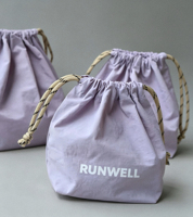 Pochette en tissu violet clair RUNWELL avec cordon de serrage, logo personnalisé imprimé, sac de rangement en coton, sac à cosmétiques, trousse de maquillage, organiseur de voyage