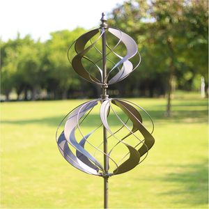Không thấm nước động cỏ trang trí sân vườn Patio cổ phần kim loại windspinners 3D hai tầng gió nhà máy Spinner - Product Image 1