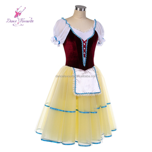 26005 Body da Danza Romantica in Tulle Morbido <span class=keywords><strong>Giallo</strong></span> con Corpetto Bordeaux - <span class=keywords><strong>Tutù</strong></span> da Balletto - Product Image 3