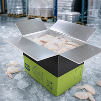 Emballage pour aliments surgelés frais, carton de transport frigorifique, boîte en carton isolée, insert en mousse avec feuille d'aluminium, livraison de fruits de mer