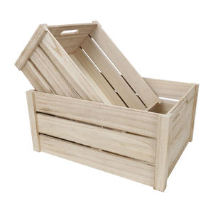 Paquet de 2 caisses en bois, caisse en bois rustique faite à la main avec poignées, grandes caisses en bois durables pour l'affichage et la décoration - Product Image 2