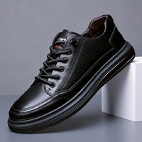Nouvelle marque de baskets en cuir de vache noir pour hommes, lacets élastiques rapides, exportation d'usine de Wenzhou, chaussures décontractées sans marque, vente chaude en Afrique