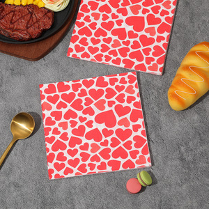 Red Heart Printed Paper Napkins 330mm Disposable Valentine'S Day Party Napkins 20 Sheets Per Pack - Product Image 3