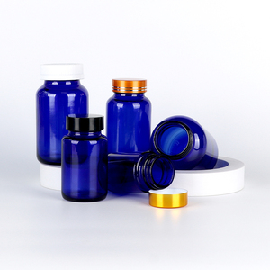 Meilleures ventes - Bouteille en verre bleu à large ouverture de 100 ml, 120 ml, 200 ml avec bouchon sécurité enfant, design personnalisé pour le secteur pharmaceutique - Product Image 3