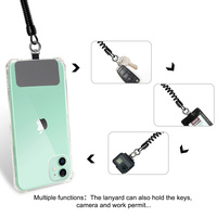 Lanière élastique pour téléphone portable, corde à ressort, porte-clés anti-perte, boucle d'alpinisme, lanière en spirale avec cale rectangulaire