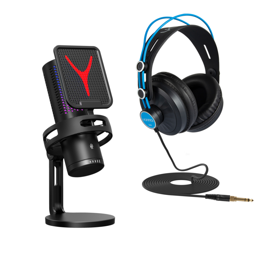 GM7 Microphone+D68 Blue Headphone