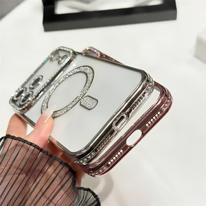 เคสโทรศัพท์มือถือแบบใสเคลือบเงาหรูหรา ประดับเพชรแม่เหล็ก สำหรับ iPhone 17 16 15 14 13 12 11 Pro Max Air - Product Image 6