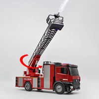 Camión de Bomberos de Juguete HUINA 1561 2.4G 1:14, Simulación de Control Remoto, Camión RC con Escalera y Rociador de Agua