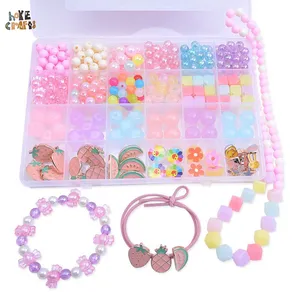 Fashion girls necklace toy pink color diy jewelry game girls accessories diy beads toy