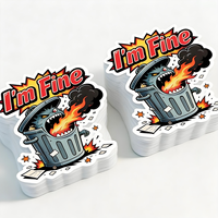 Autocollants personnalisés découpés à la forme « I'm Fine » Meme Comic Personnage émotionnel, en vinyle imperméable, pour bouteille d'eau et carnet