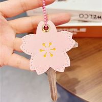 Perlengkapan Pembuatan Gantungan Kunci Kulit Sakura DIY Dengan Rantai Manik-Manik & Cincin Logam untuk Pembuatan Perhiasan, Pengatur Kunci Mobil