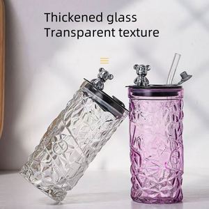 Bear Juice Drink <b>Cup</b> Office <b>Large</b> Capacity Opening Gift Glass <b>Cup</b> with Straw - Product Image 3