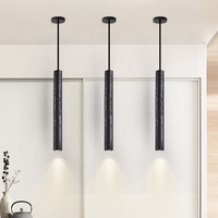 Luminaire suspendu LED vintage rétro en forme de cylindre long, style Black Hole Stone, pour hôtel, restaurant, chambre à coucher, garantie 2 ans