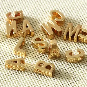 6mm DIY Acero inoxidable oro pequeño alfabeto letra inicial cuentas para nombre personalizar pulsera/Collar encantos sin decoloración
